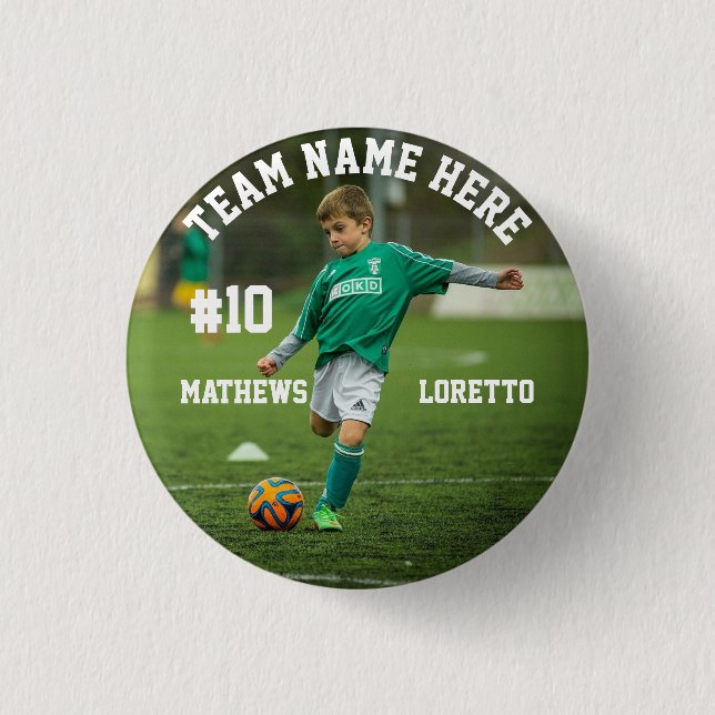 Team Name Player Photo Number & Name Soccer 3 Cm Round Badge (Front)