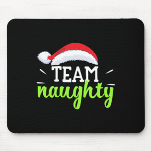 Team Naughty Christmas Couple Matching Team Nice Mouse Pad