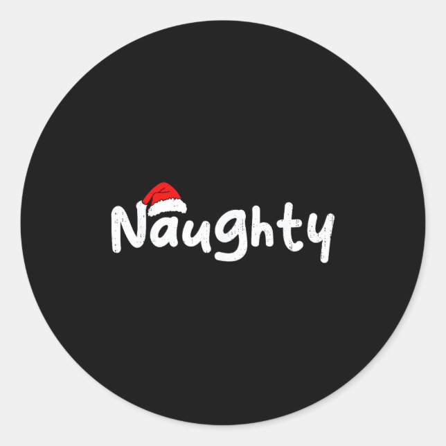 Team Naughty Funny Christmas Couple Matching Team  Classic Round Sticker (Front)