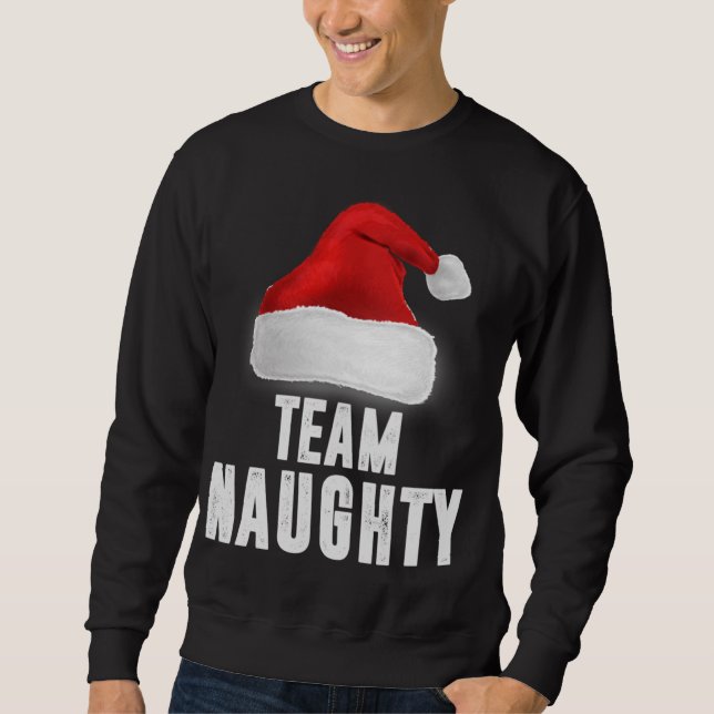 Team Naughty, Funny Christmas Pajama, Family Match Sweatshirt (Front)