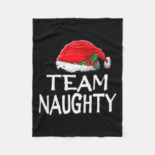Team Naughty Funny Christmas Pyjamas Santa Claus M Fleece Blanket