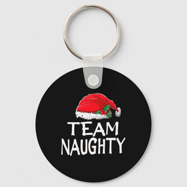 Team Naughty Funny Christmas Pyjamas Santa Claus M Key Ring (Front)