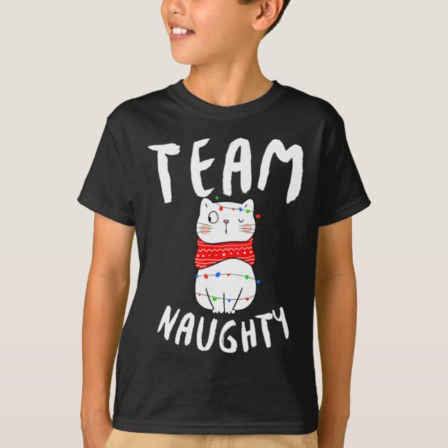 Team Naughty Funny Matching Family Christmas  T-Shirt (Front)