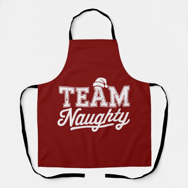 Team Naughty Funny Xmas Party Joke Humour Guys Apron (Front)