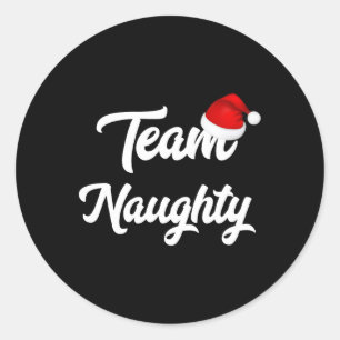 Team Naughty Nice Funny Holiday Christmas Santa  Classic Round Sticker