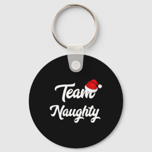 Team Naughty Nice Funny Holiday Christmas Santa Key Ring