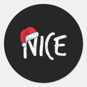 Team Naughty Nice Funny Matching Christmas Couples Classic Round Sticker