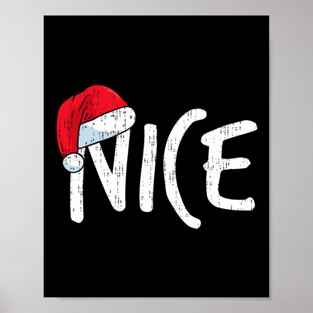 Team Naughty Nice Funny Matching Christmas Couples Poster (Front)