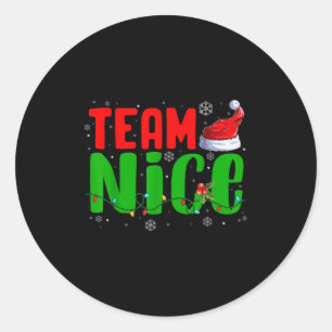 Team Naughty Nice Santa Hat Funny Christmas Matchi Classic Round Sticker