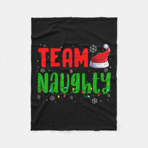 Team Naughty Nice Santa Hat Funny Christmas Matchi Fleece Blanket