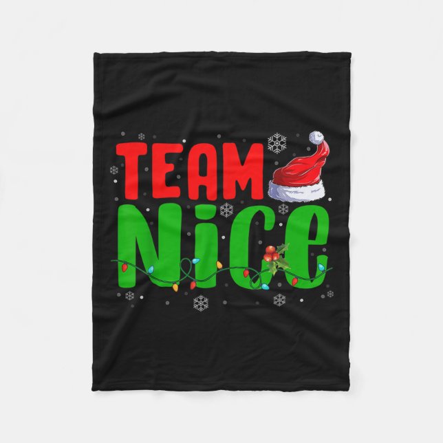 Team Naughty Nice Santa Hat Funny Christmas Matchi Fleece Blanket (Front)