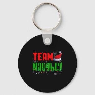 Team Naughty Nice Santa Hat Funny Christmas Matchi Key Ring