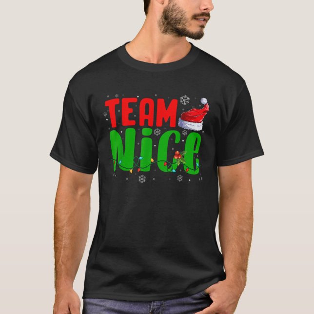 Team Naughty Nice Santa Hat Funny Christmas Matchi T-Shirt (Front)