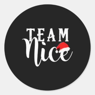 Team Naughty - Team Nice Funny Christmas Couple Ma Classic Round Sticker