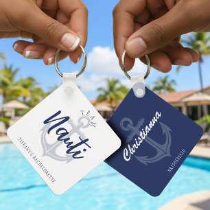 Team Nauti Anchor Blue Bachelorette Party Key Ring