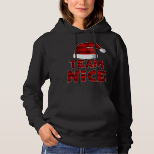 Team Nice Santa Red Plaid Claus Christmas Pajama F Hoodie