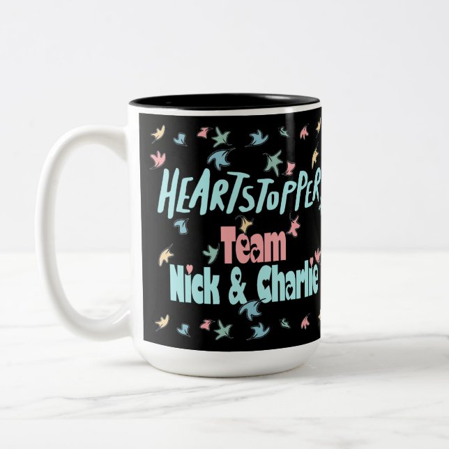 Team Nick And Charlie Black Two-Tone Coffee Mug (Left)