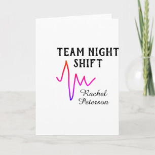 Team night shift nurse doctor medical name heart l card