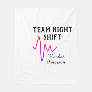 Team night shift nurse doctor medical name heart l fleece blanket