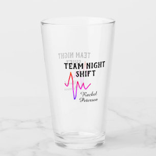 Team night shift nurse doctor medical name heart l glass