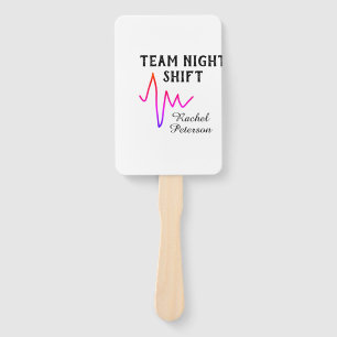 Team night shift nurse doctor medical name heart l hand fan