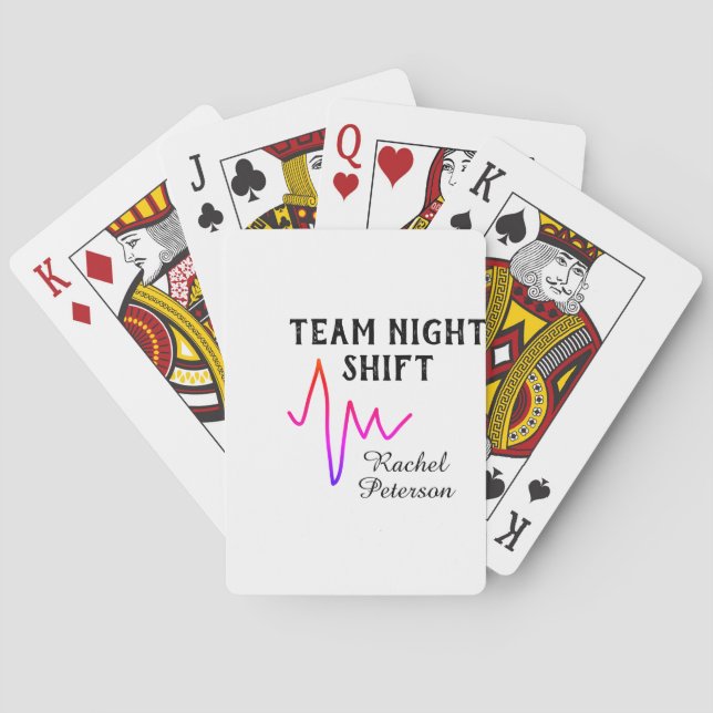 Team night shift nurse doctor medical name heart l playing cards (Back)