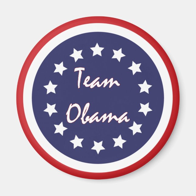 Team Obama Blue Circle Patriotic Magnets (Front)