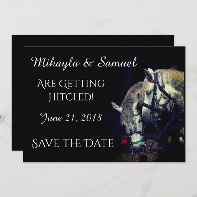 Team of Horses "We're Getting hitched!" Invitation (Front/Back)