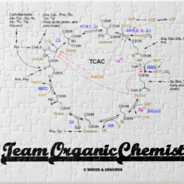 Team Organic Chemistry (Krebs Cycle TCAC) Jigsaw Puzzle (No need to be an organic chemist to enjoy this Krebs cycle (citric acid cycle) jigsaw puzzle.)