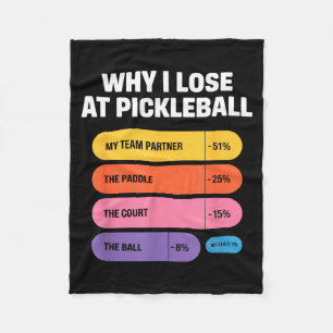Team partner fault pickleball paddle court humor fleece blanket