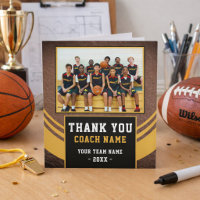 Team Photo Basketball Coach Thank You Card