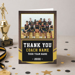 Team Photo Basketball Coach Thank You Card