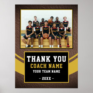 Team Photo Basketball Coach Thank You  Poster