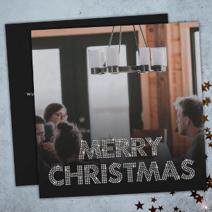 Team Photo Merry Christmas Business Black & White Holiday Card