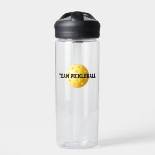 TEAM PICKLEBALL Sports Yellow Ball Fun Water Bottle
