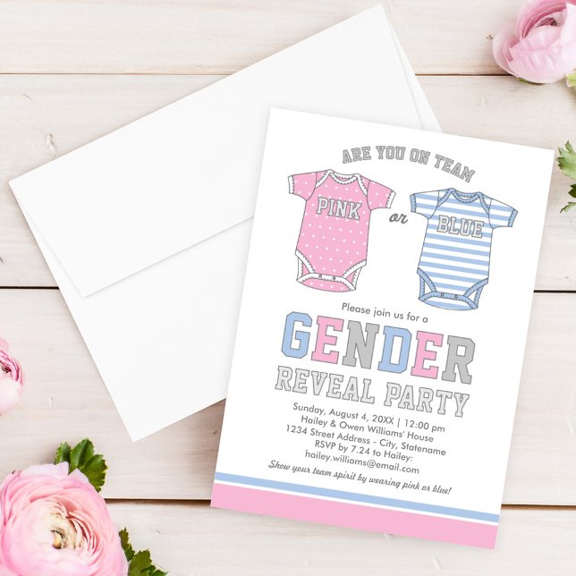 Team Pink or Blue Baby Gender Reveal Party Invitation (Creator Uploaded)