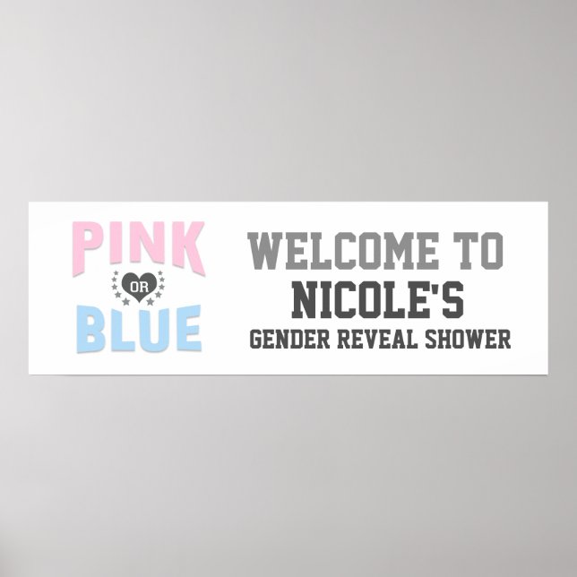 Team PINK or BLUE Gender Reveal Baby Shower Poster (Front)