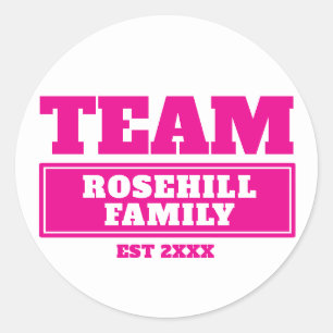 Team pink personalised family or team stickers