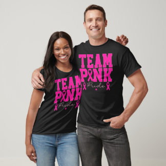 Team Pink Pride Ribbon Varsity Breast Cancer Art T-Shirt