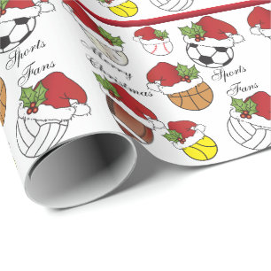 Team Player Sport Balls   Christmas Wrapping Paper