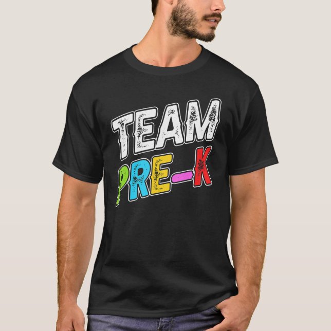 Team Pre K Activities Building Retro Old Student T-Shirt (Front)