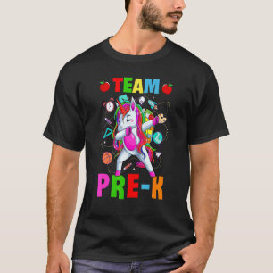 Team Pre K Squad Dabbing Unicorn Girls Kids Back T T-Shirt