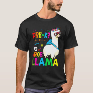 Team Pre K Teacher Rainbow No Prob Llama 100th Day T-Shirt