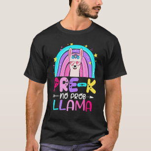 Team Pre k Teacher Rainbow No Prob Llama 100th Day T-Shirt