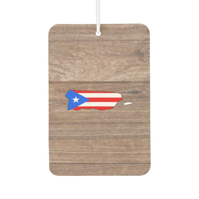 Team Puerto Rico Flag Map on Wood Car Air Freshener (Front)