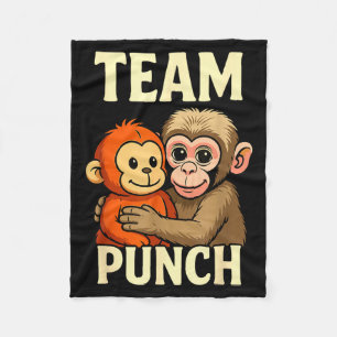 Team punch baby monkey and plush toy meme fleece blanket