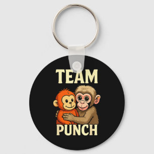Team punch baby monkey and plush toy meme key ring