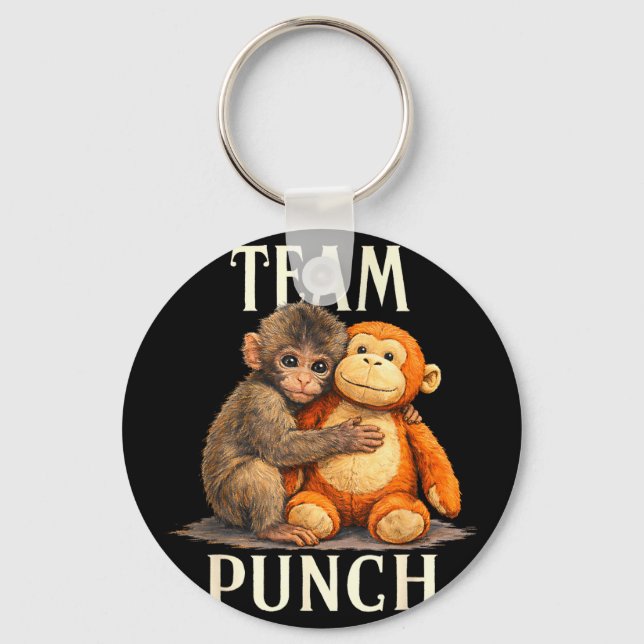 Team punch cute monkey and bear design Team punch  Key Ring (Front)