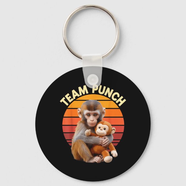 Team Punch Monkey Plush Retro Sun Key Ring (Front)