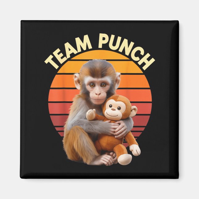 Team Punch Monkey Plush Retro Sun Magnet (Front)